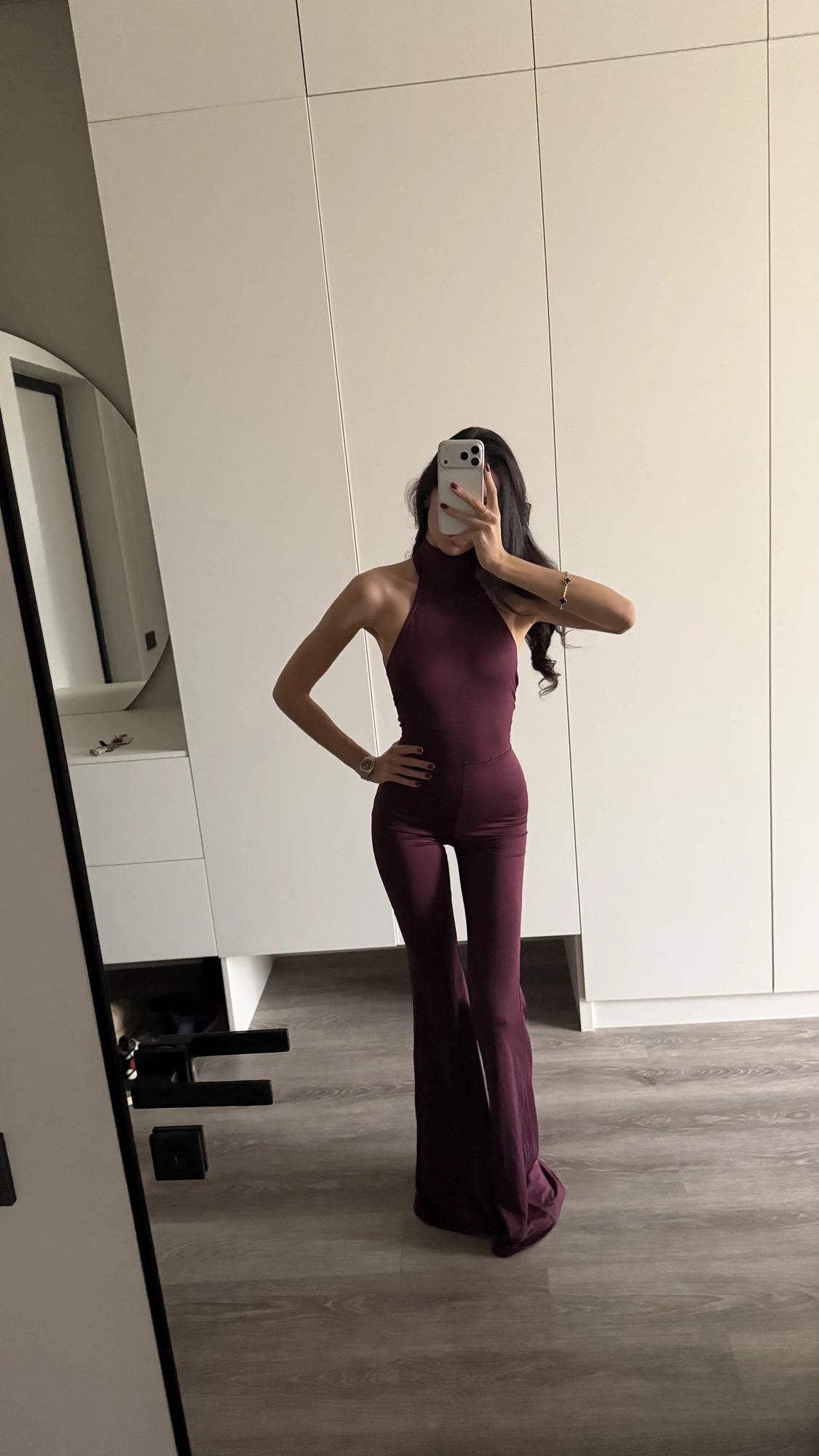 Комбинезон халтер, винный - Фото 5