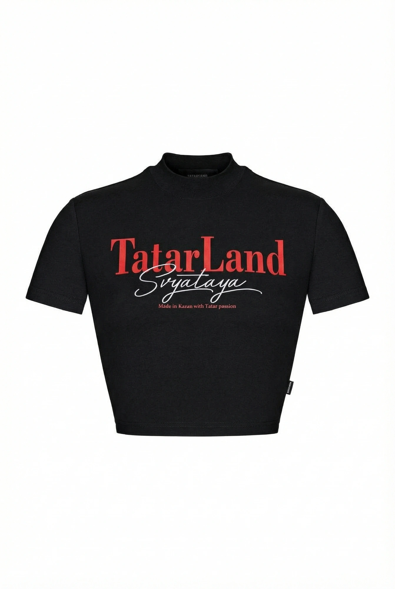 Кроп - футболка с принтом “ Tatar land”, черный - Фото 1
