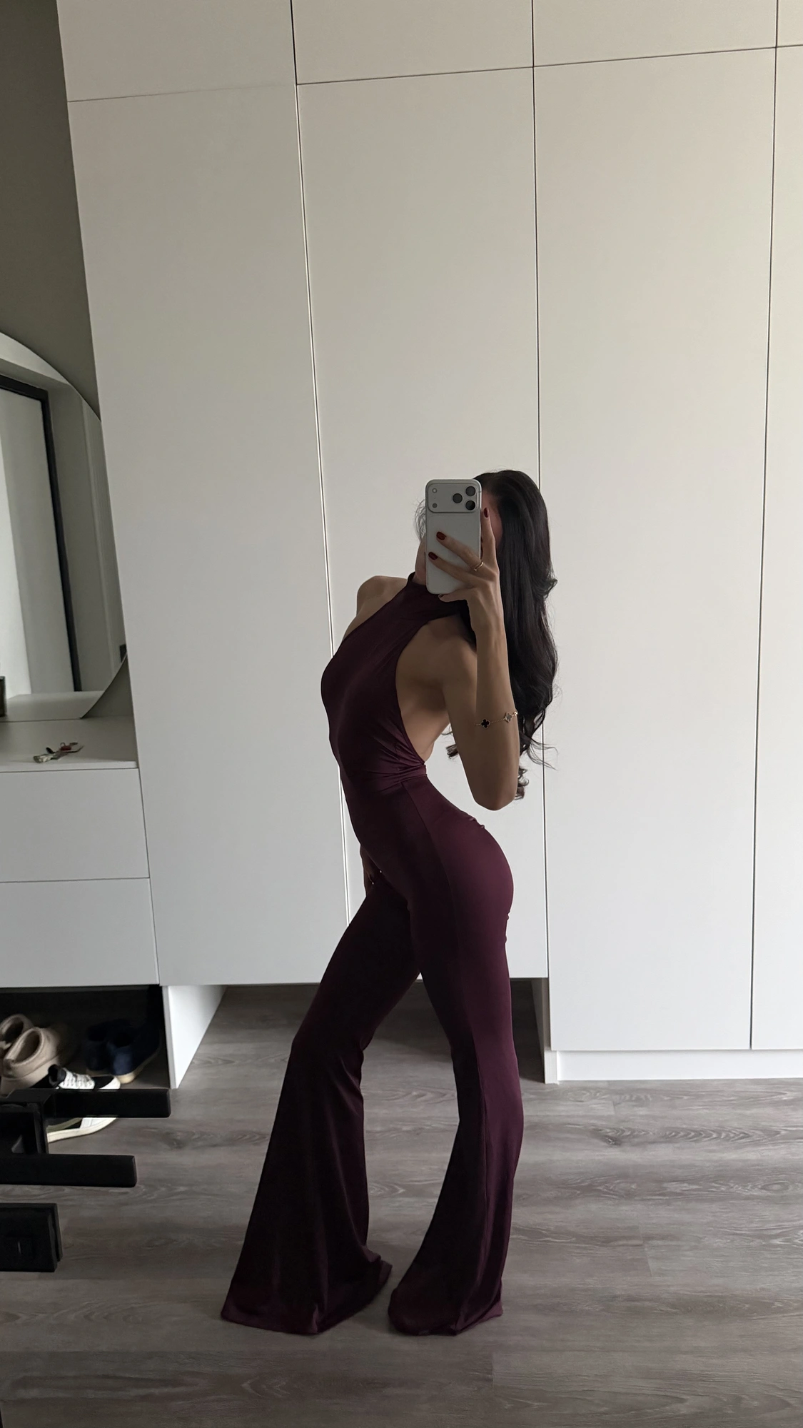 Комбинезон халтер, винный - Фото 6