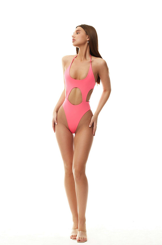 Купальник с геометрическими вырезами, розовый неон - Фото 6
