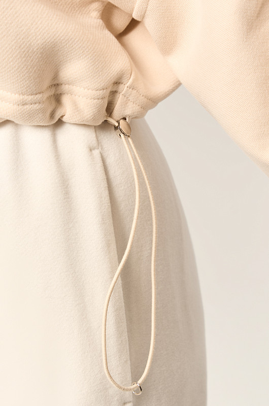 Худи с драпировкой, бежевый - Фото 6