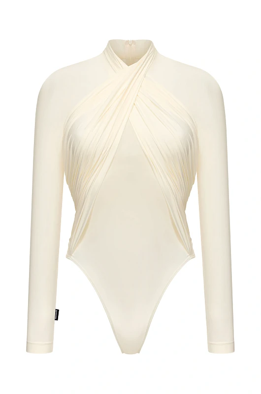 Боди с драпировкой, молочный - Фото 1
