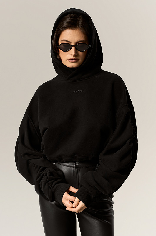 Худи с драпировкой, черный - Фото 1