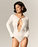 Боди с глубоким вырезом, молочный