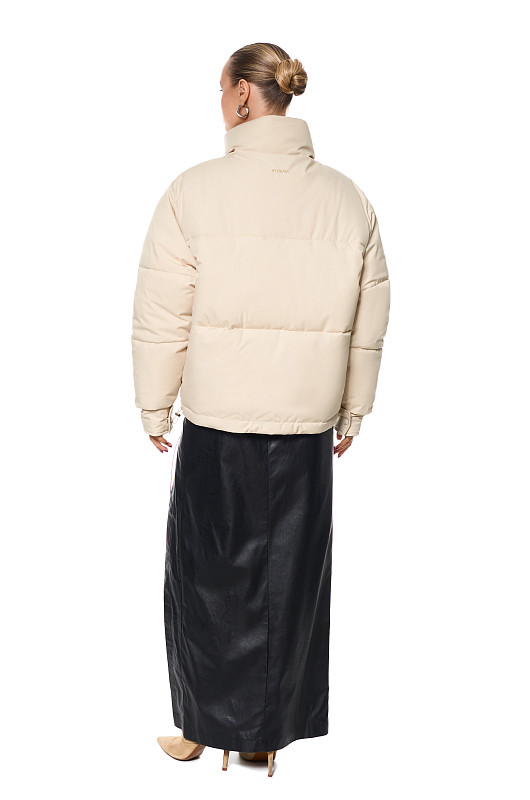 Пуховик укороченный, молочный - Фото 5