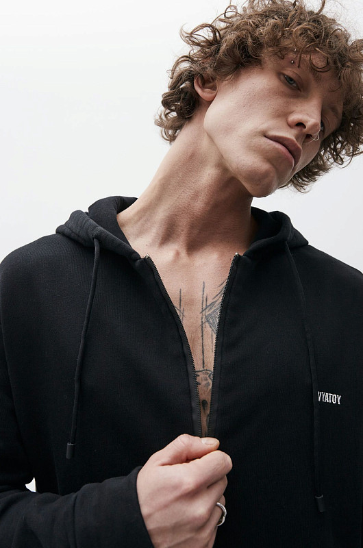 Худи на молнии SVYATOY, черный - Фото 3