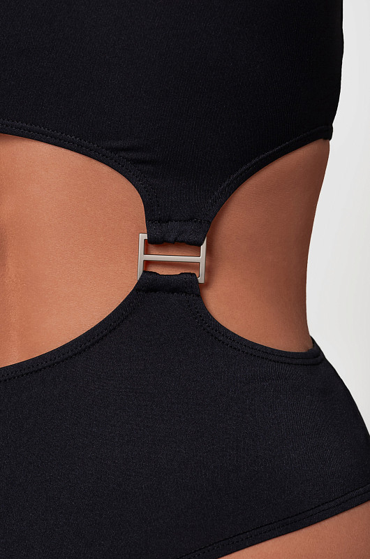 Боди на одно плечо, черный - Фото 4