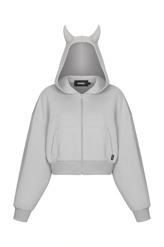 Худи - чертенок, пепельный - Фото 1