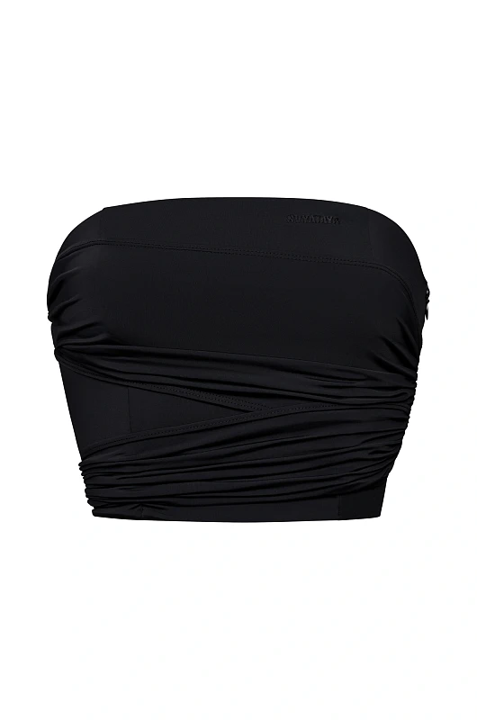 Топ - корсет со сборкой, черный - Фото 1