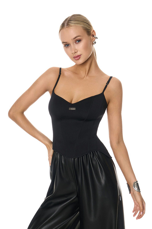 Корсет из эластичной ткани, черный - Фото 3