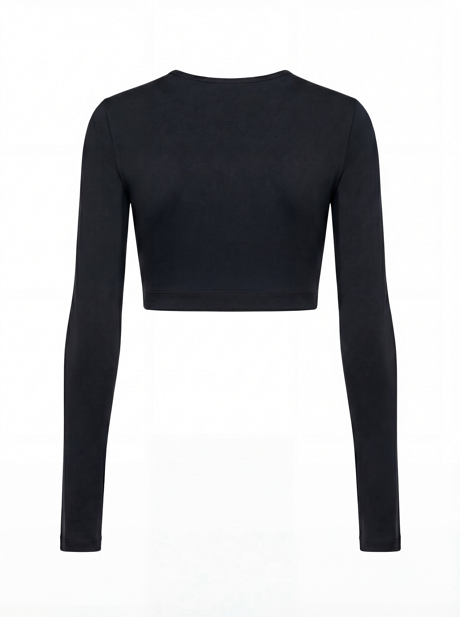 Лонгслив укороченый, черный - Фото 3