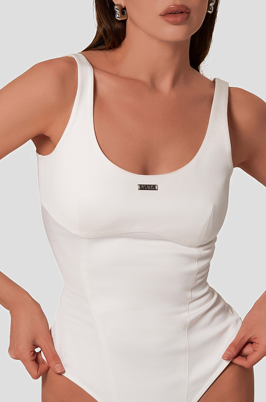 Боди с рельефом, молочный - Фото 2