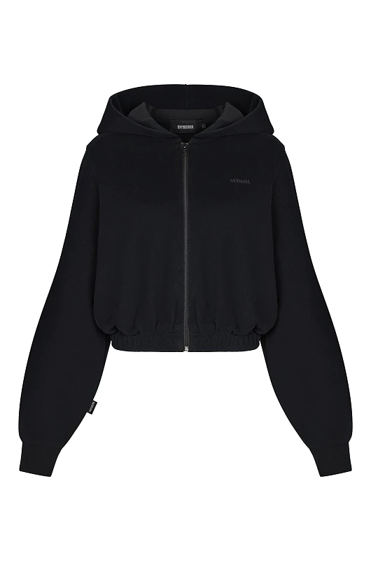Зип - худи SVYATAYA укороченный, черный - Фото 1
