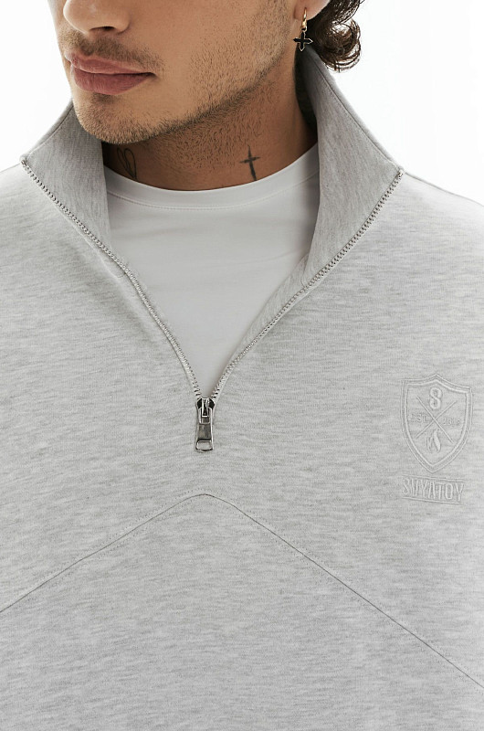 Свитшот с молнией SVYATOY, молочный меланж - Фото 2