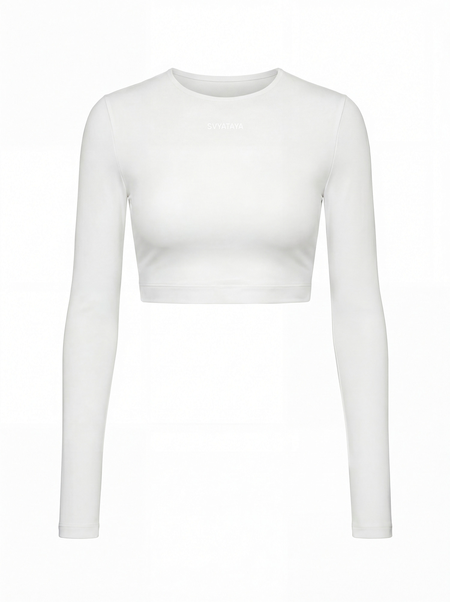 Лонгслив укороченый, молочный - Фото 1