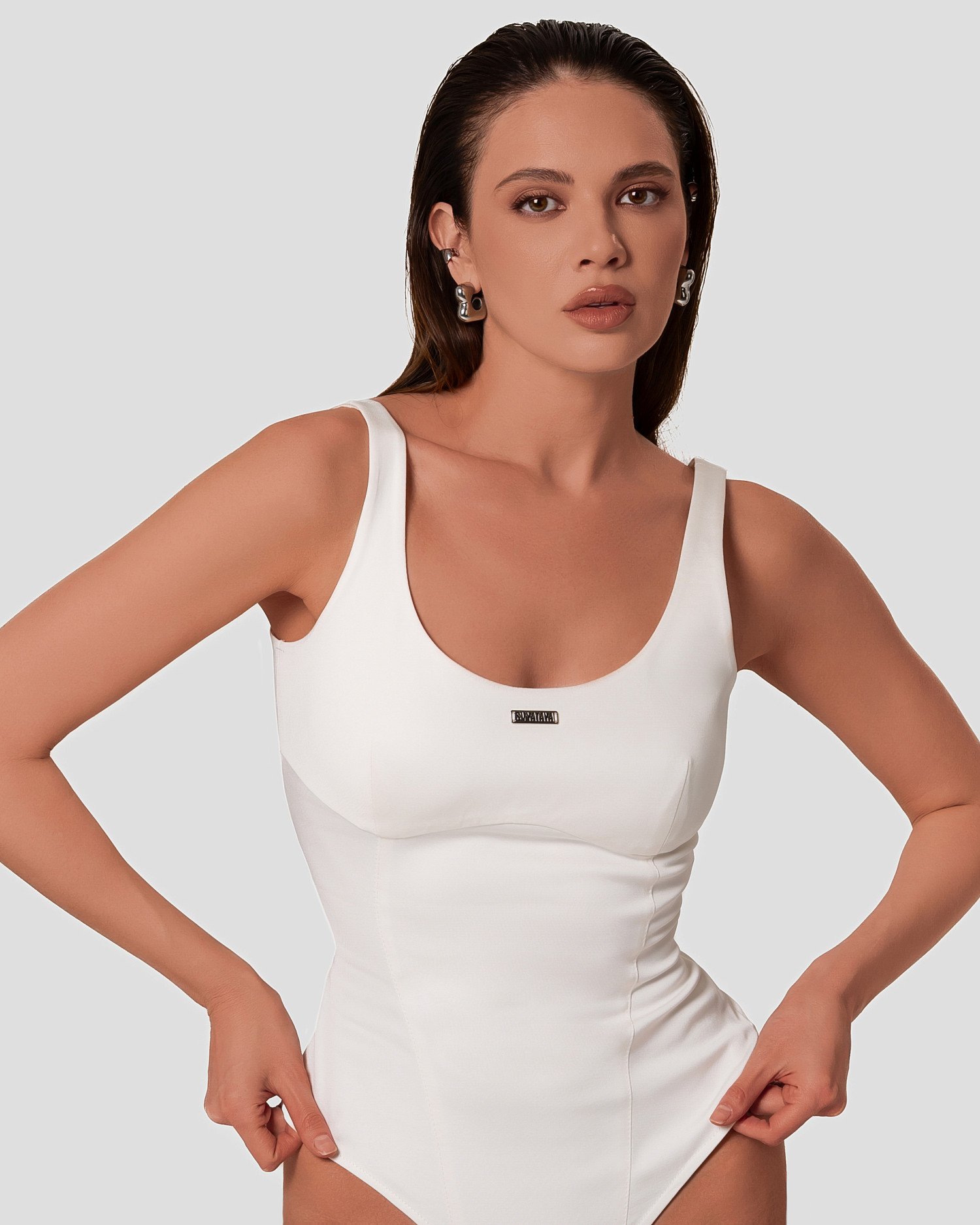 Боди с рельефом, молочный - Фото 2