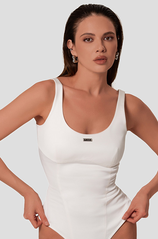 Боди с рельефом, молочный - Фото 1