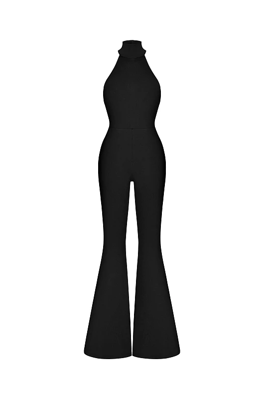 Комбинезон халтер, черный - Фото 1