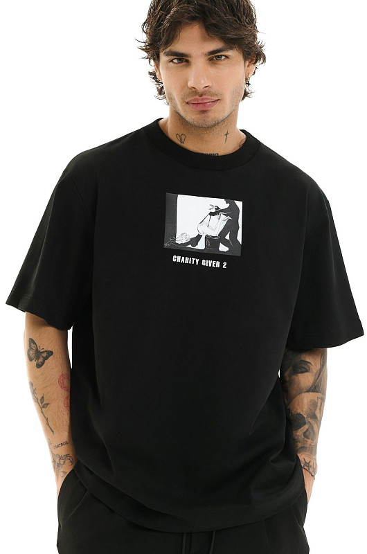 Футболка базовая charity giver 2, черный - Фото 1