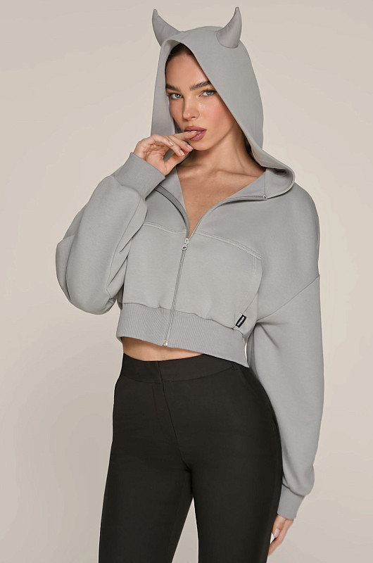 Худи - чертенок, пепельный - Фото 1