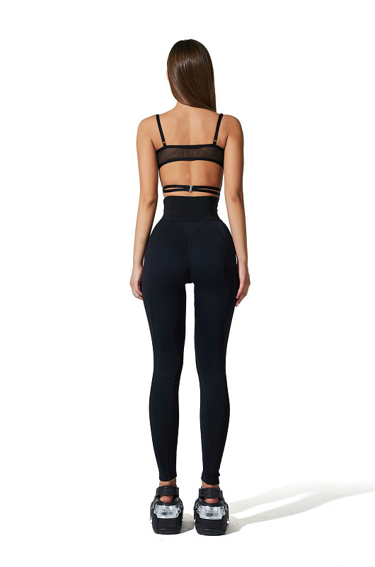 Леггинсы с декоративными резами, черный - Фото 7