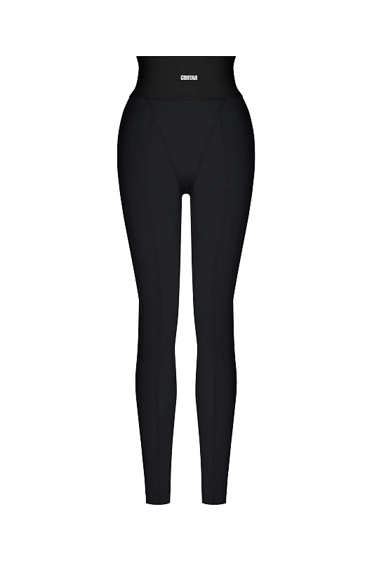 Леггинсы с декоративными резами, черный - Фото 1