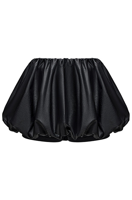 Юбка - пачка из экокожи, черный - Фото 1