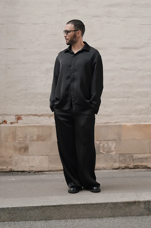 Брюки шелковые SVYATOY, черный - Фото 3