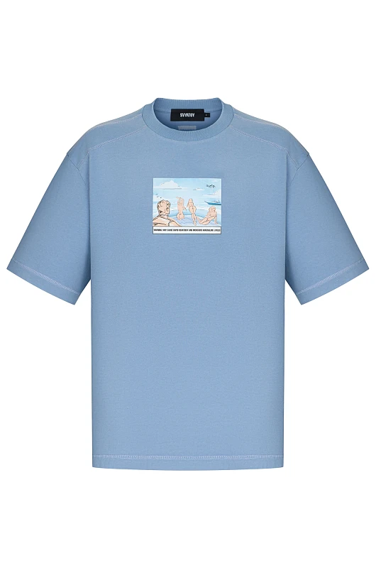 Футболка базовая charity giver 5, пастельно - синий - Фото 1