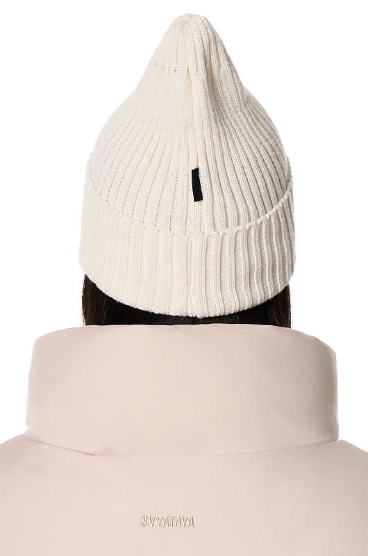 Шапка из мериноса, молочный - Фото 4