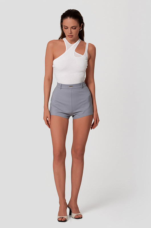 Боди - майка с асимметричными бретелями, молочный - Фото 1