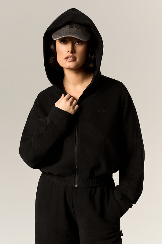 Зип - худи SVYATAYA укороченный, черный - Фото 3