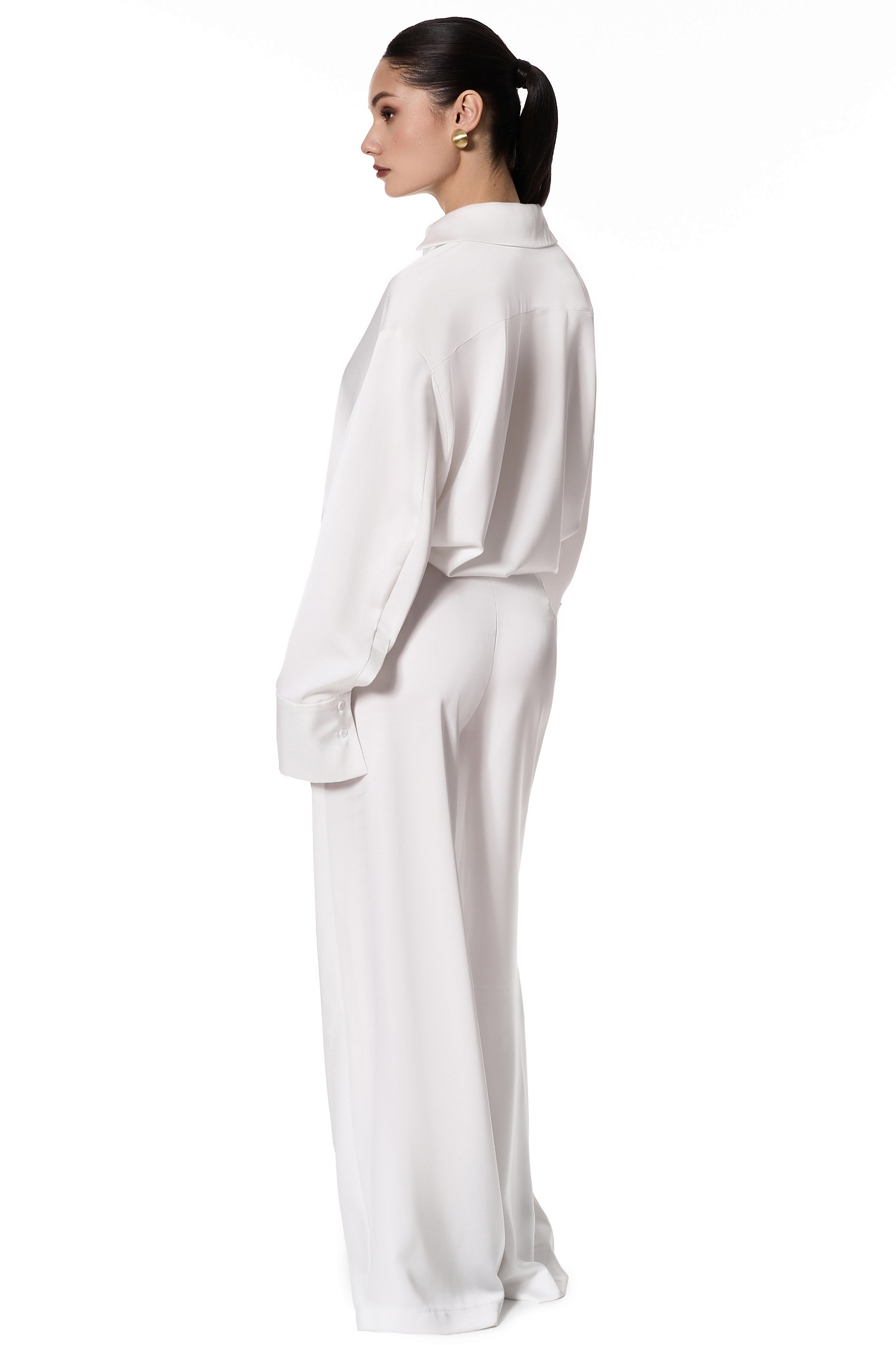 Брюки с асимметричным поясом, молочный - Фото 3