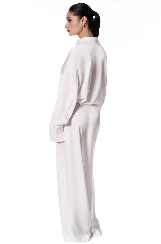 Брюки с асимметричным поясом, молочный - Фото 3