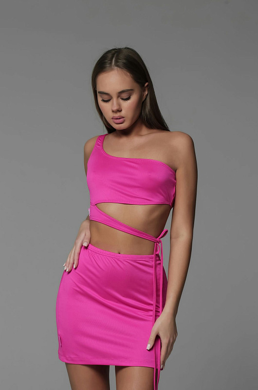 Топ с декоративной бретелью, фуксия - Фото 2