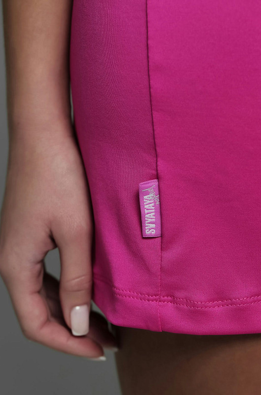 Юбка мини с разрезом, фуксия - Фото 3