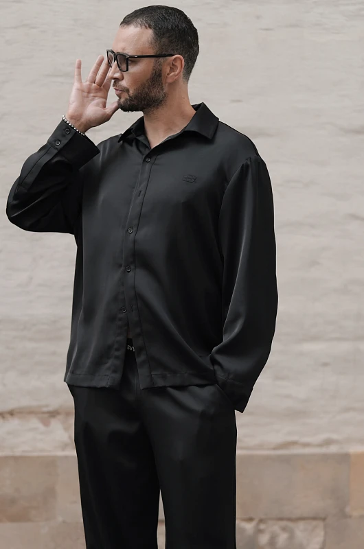 Рубашка шелковая SVYATOY, черный - Фото 3