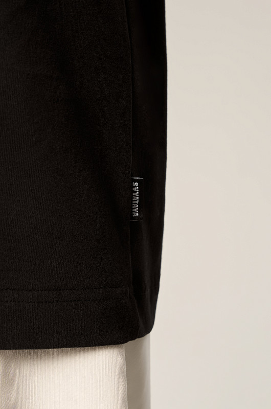 Футболка с акцентными плечами, черный - Фото 4