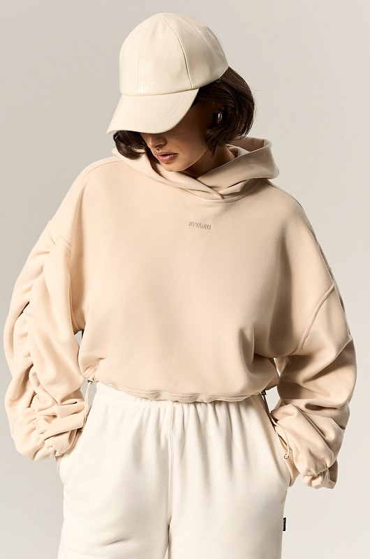 Худи с драпировкой, бежевый - Фото 1