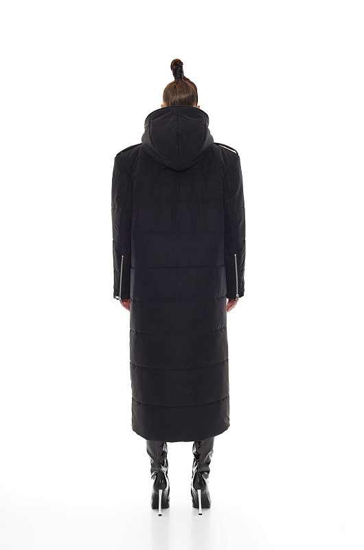 Пуховик - косуха длины макси, черный - Фото 11