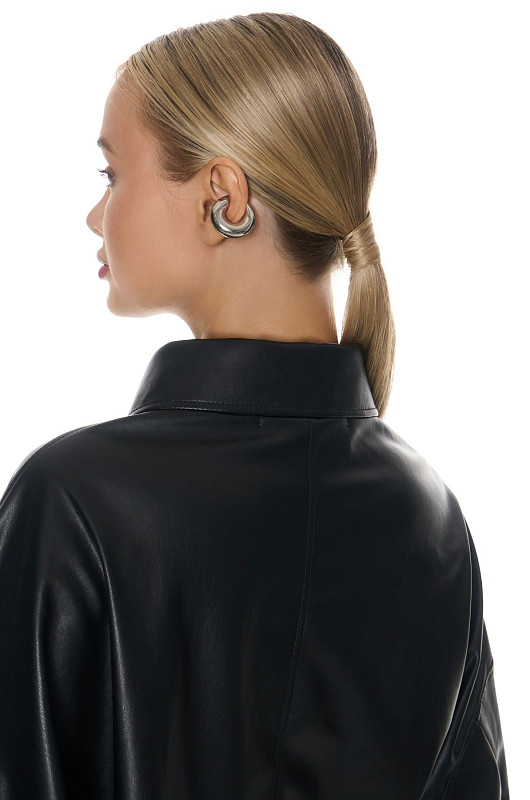 Рубашка из экокожи, черный - Фото 5