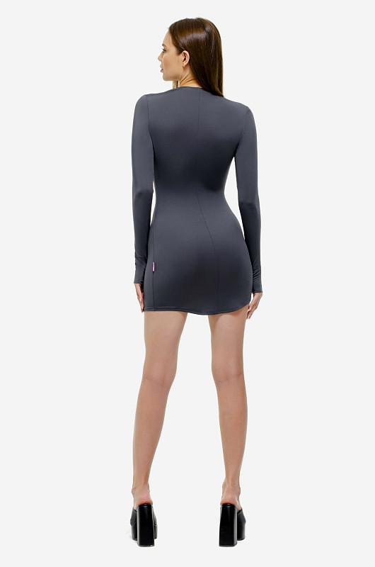 Платье мини из бифлекса, графитовый - Фото 8
