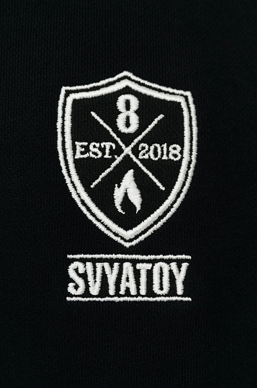 Свитшот с вышивкой, черный - Фото 7