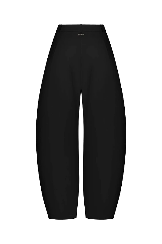 Брюки объемные с защипами, черный - Фото 2