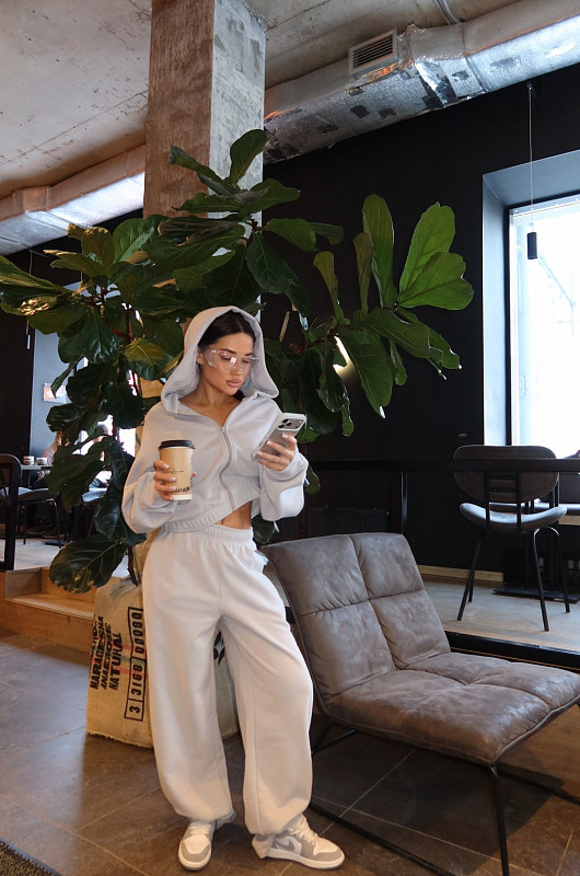 Зип - худи SVYATAYA укороченный, пепельный - Фото 3