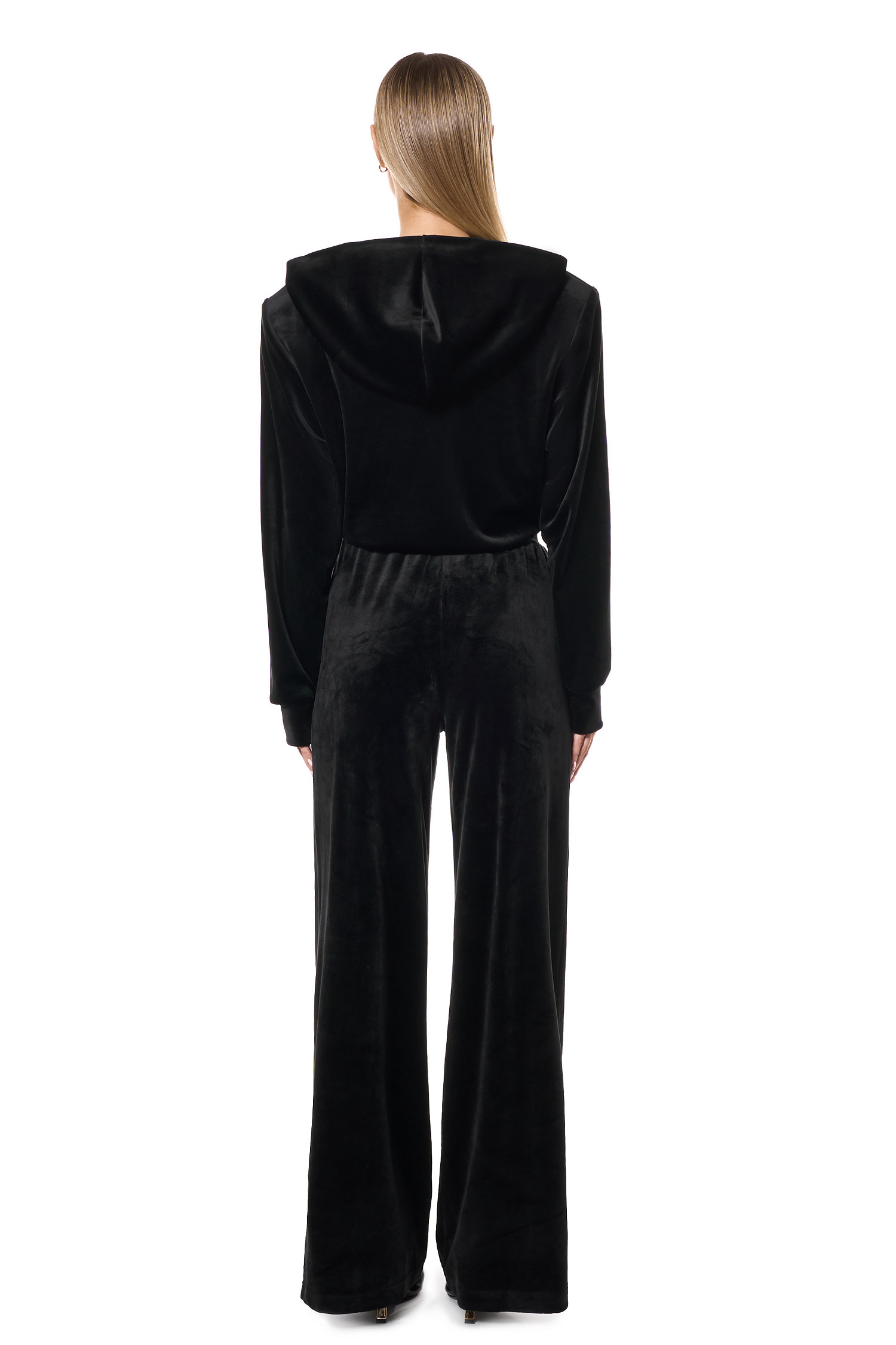 Зип - худи из велюра SVYATAYA, черный - Фото 6