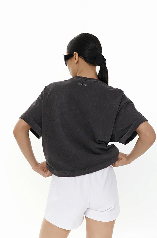 Футболка с акцентной деталью, серая варка - Фото 4