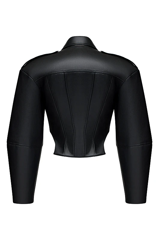 Жакет с рельефами, черный - Фото 2