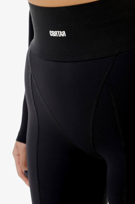 Леггинсы с декоративными резами, черный - Фото 4