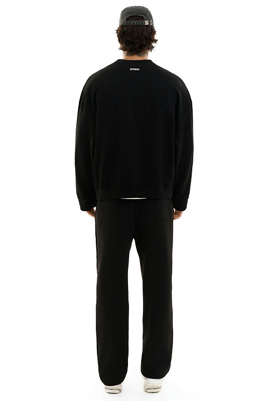 Свитшот с вышивкой, черный - Фото 6